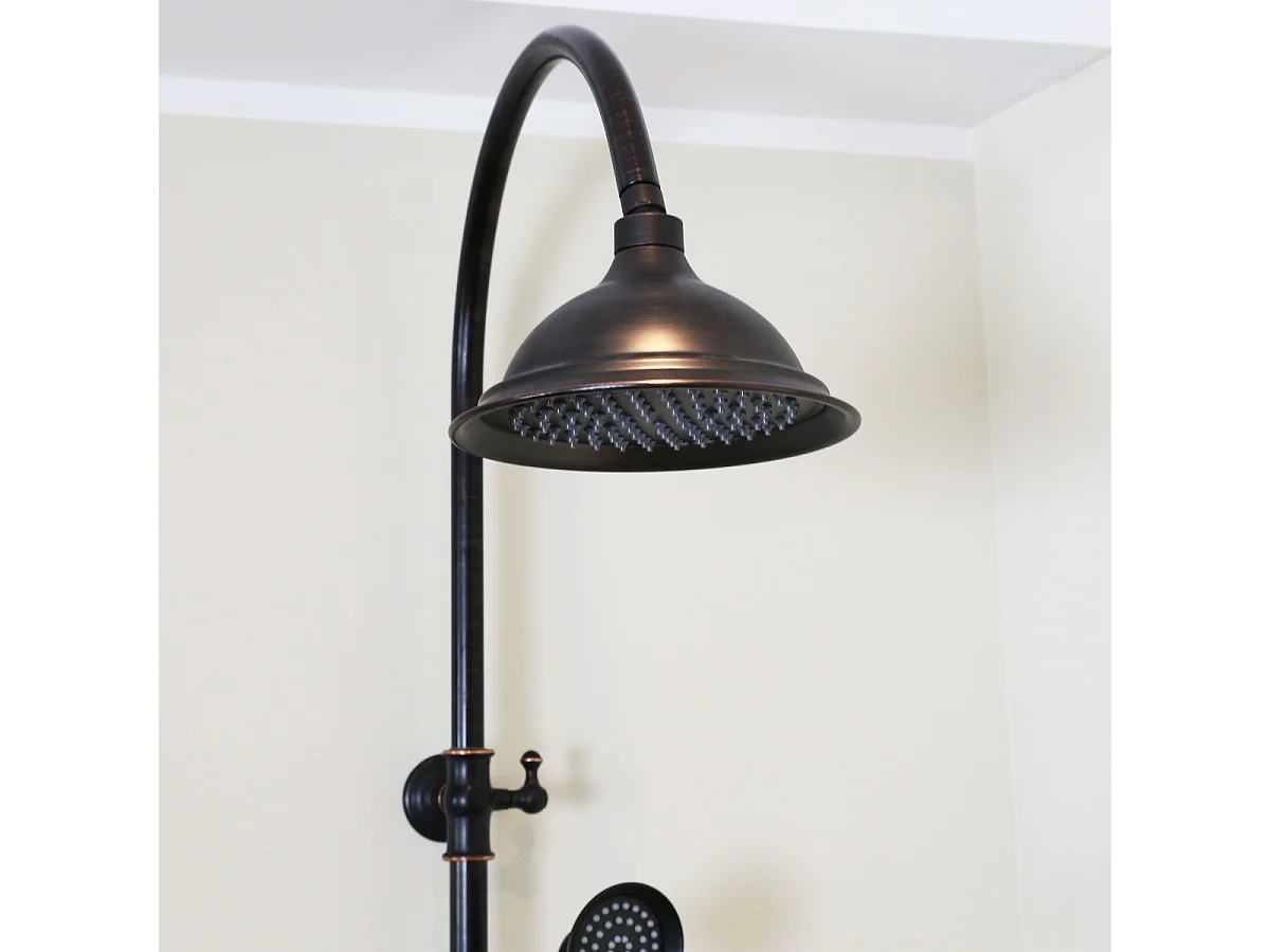 Leeds Columna de ducha mecánica retro negra Essebagno