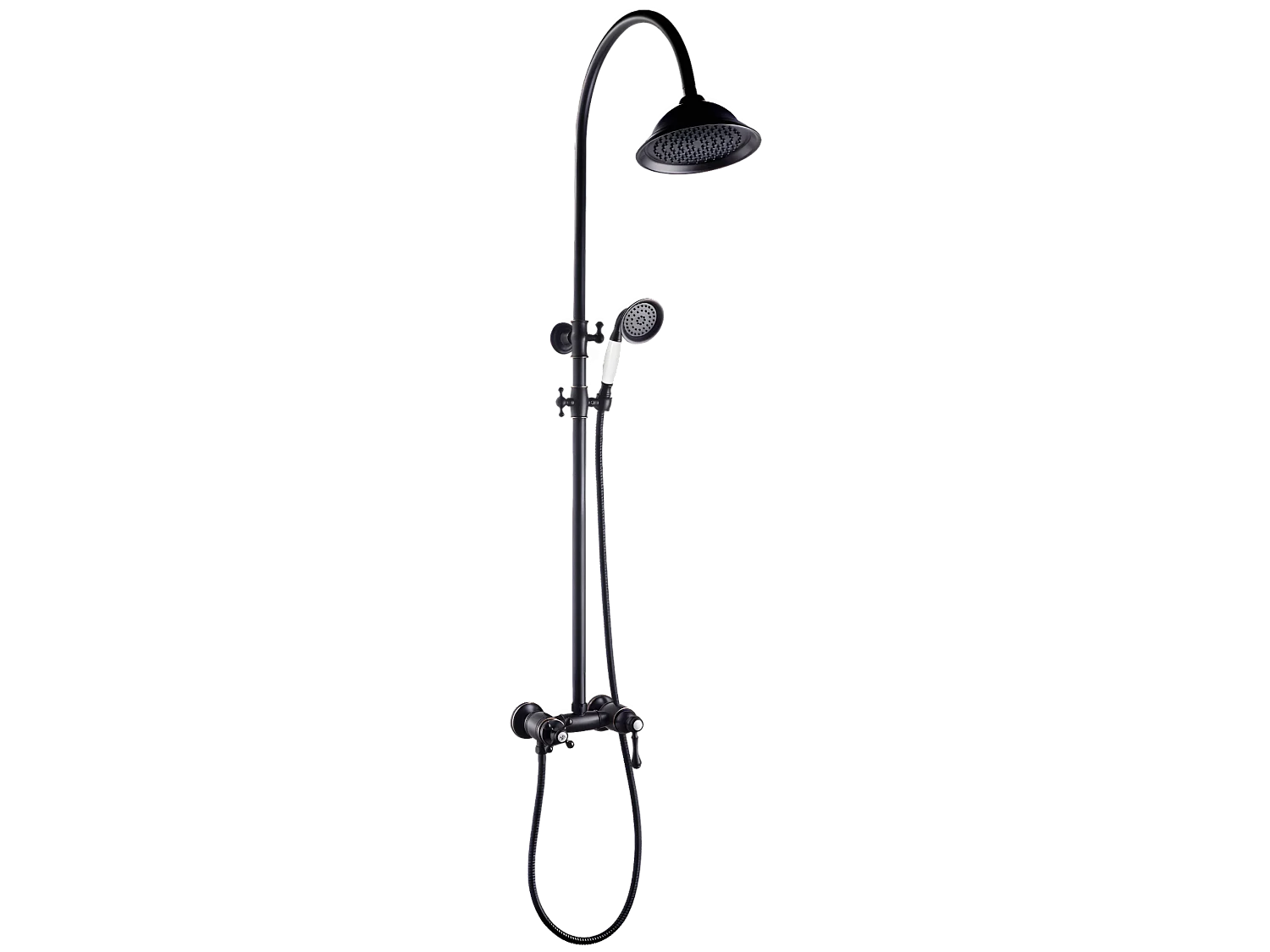 Leeds Columna de ducha mecánica retro negra Essebagno