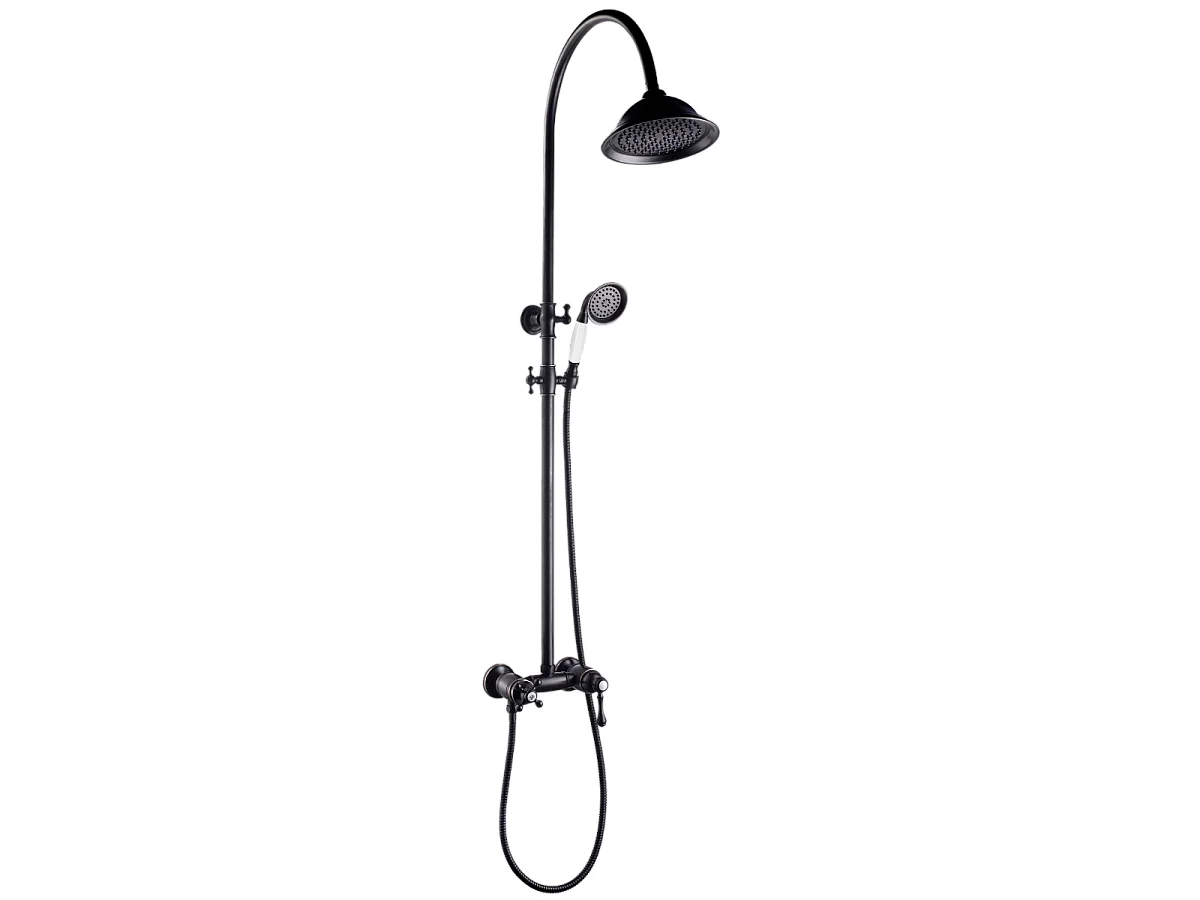 Leeds Columna de ducha mecánica retro negra Essebagno