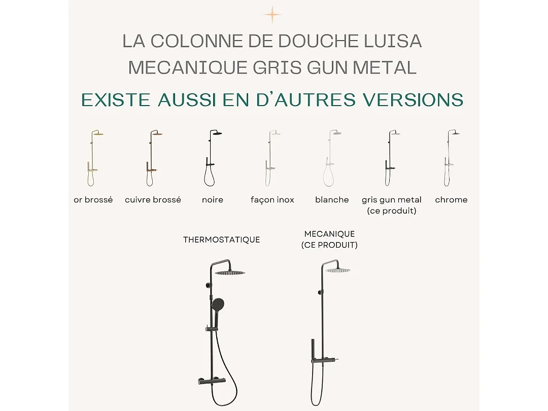 Luisa colonne de douche mécanique gris gun métal - Essebagno