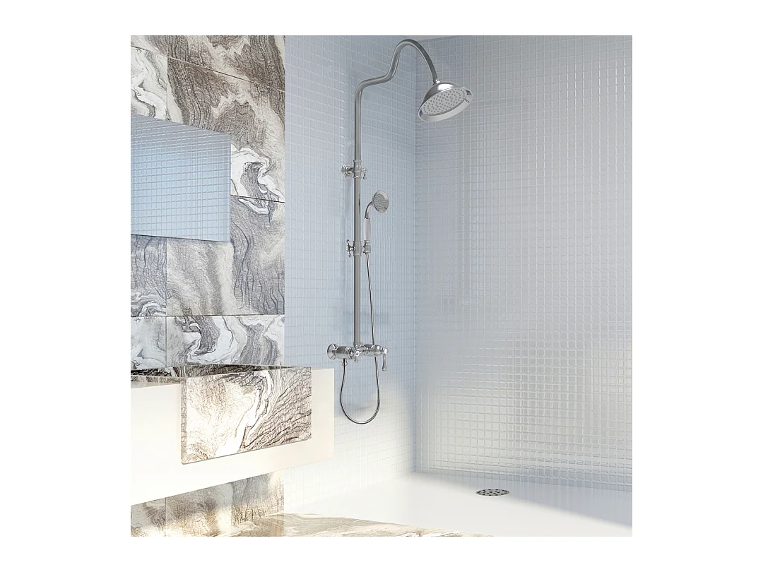 Leeds 2 colonne de douche mécanique rétro chromée - Essebagno