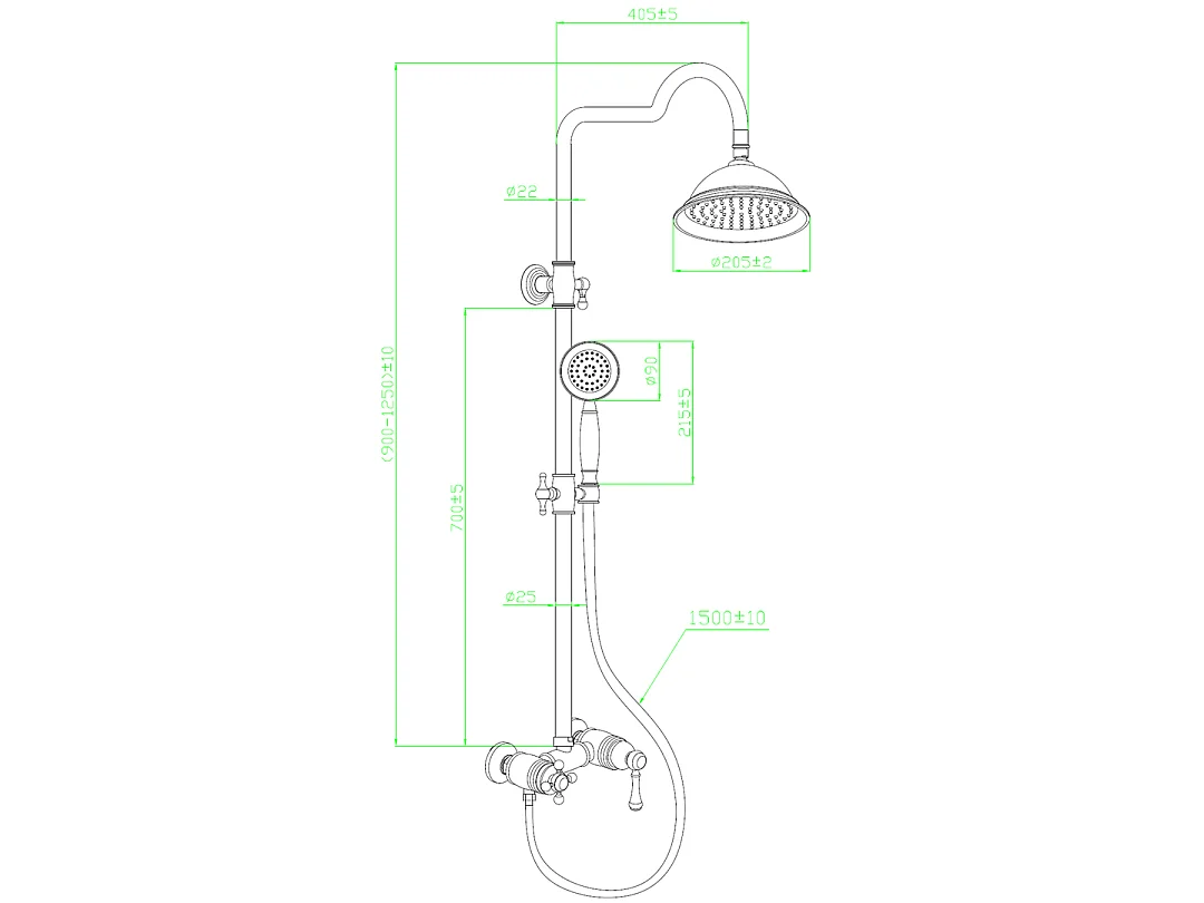 Leeds 2 colonne de douche mécanique rétro chromée - Essebagno