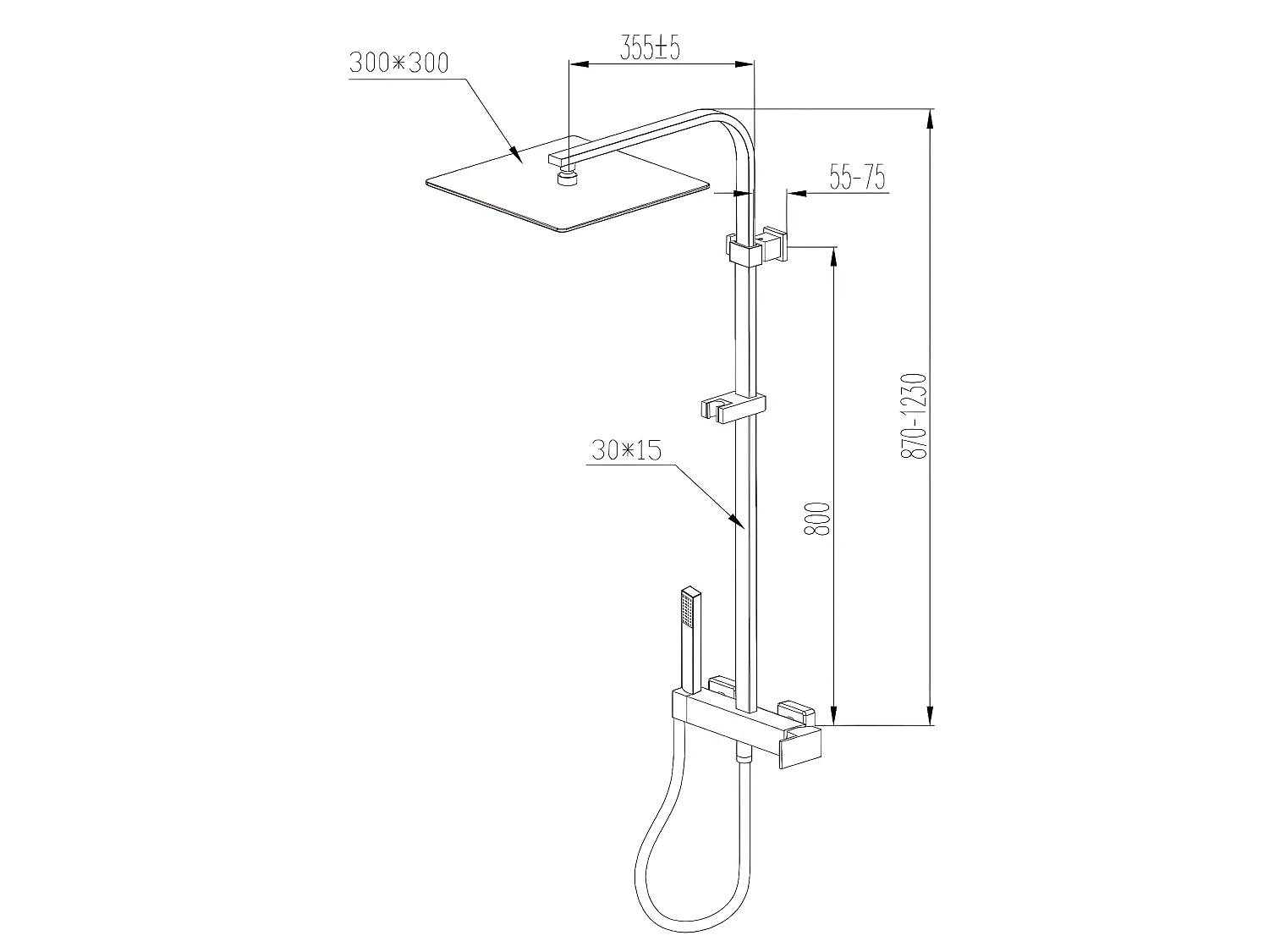 Kiara Duschsäule Mechanische schwarz Essebagno