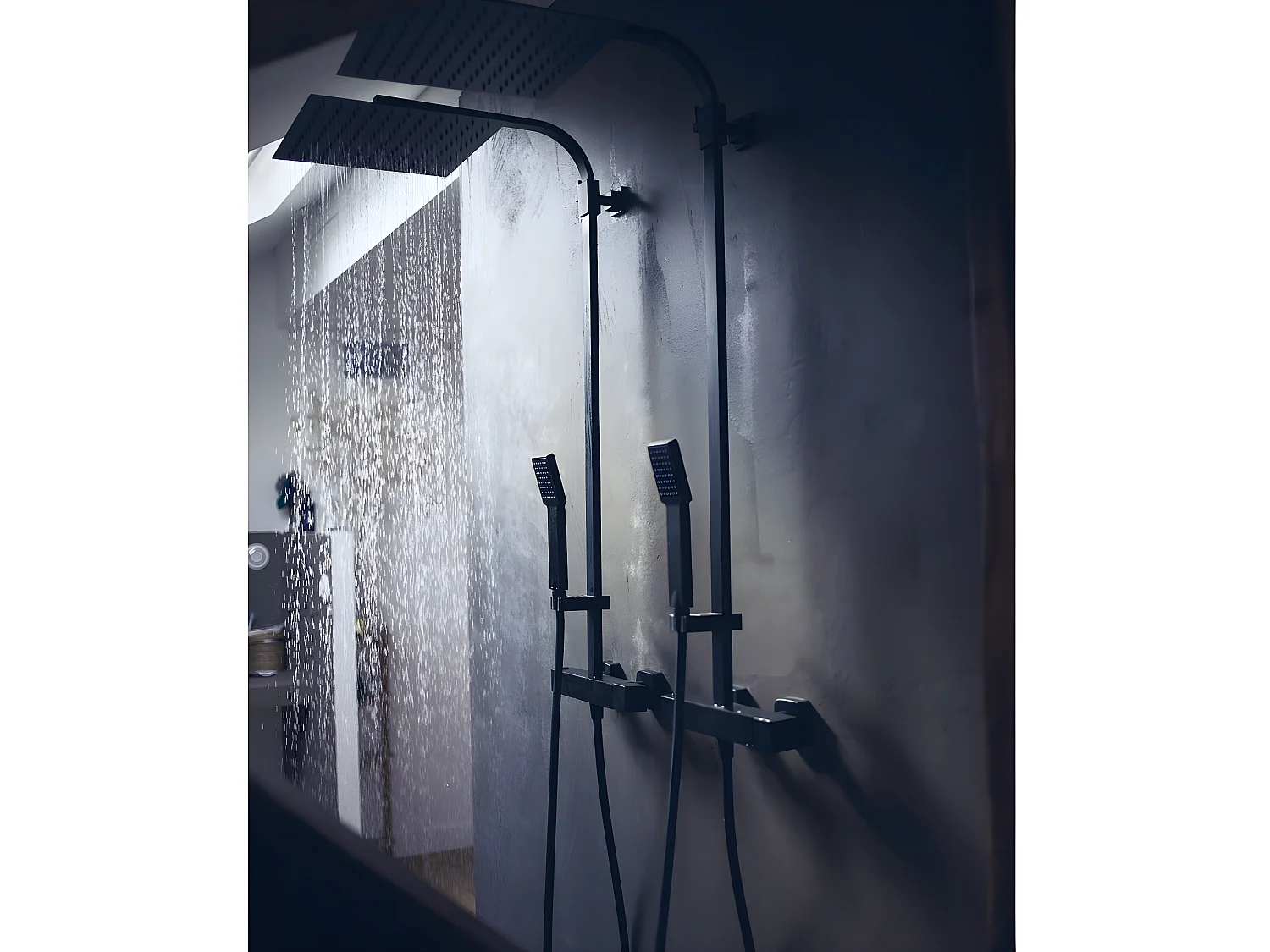 Columna de ducha Quartos negra con termostato 300 Essebagno