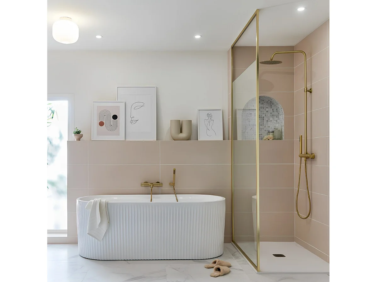 Luisa Columna de ducha mecánica oro cepillado 250 Essebagno