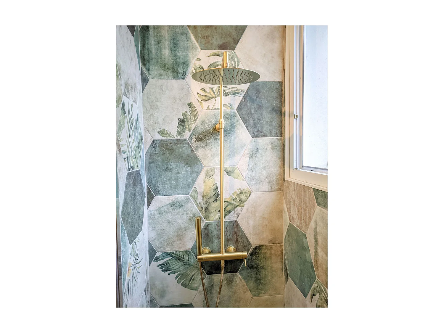 Luisa Columna de ducha mecánica oro cepillado 250 Essebagno