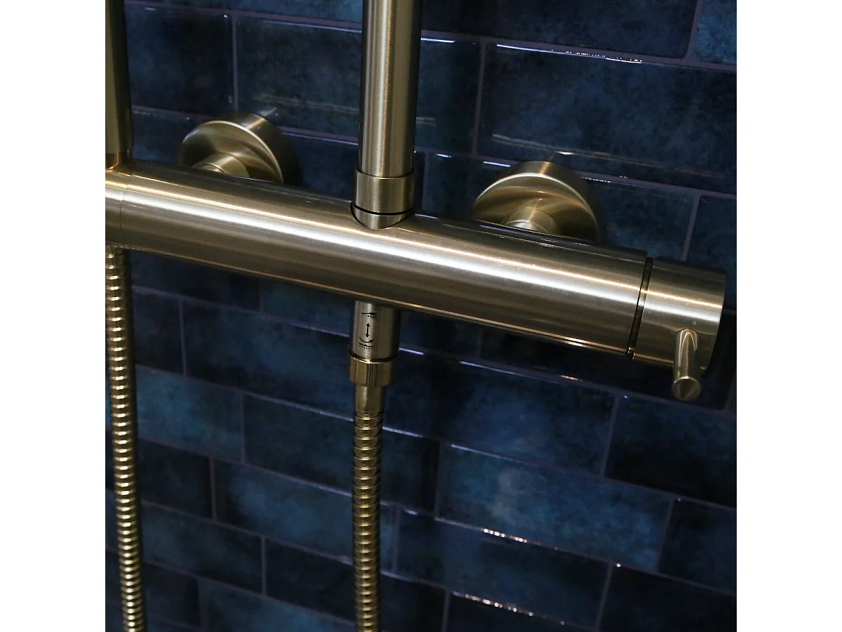 Luisa Columna de ducha mecánica oro cepillado 250 Essebagno