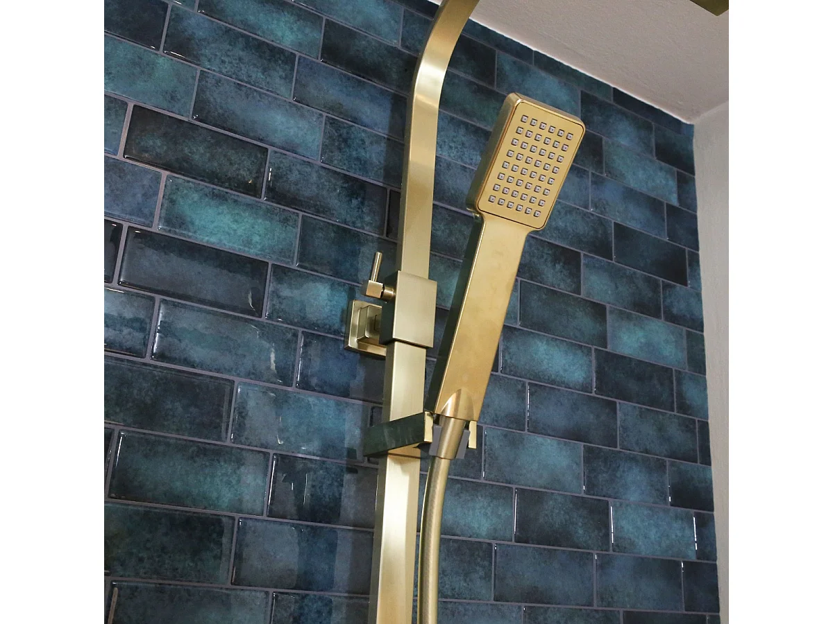 Quartos colonne de douche thermostatique 300 or brossé - Essebagno