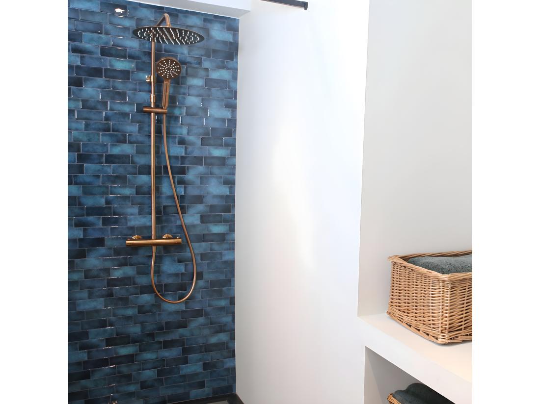 vente unique Luisa colonne de douche thermostatique cuivre brossé - Essebagno