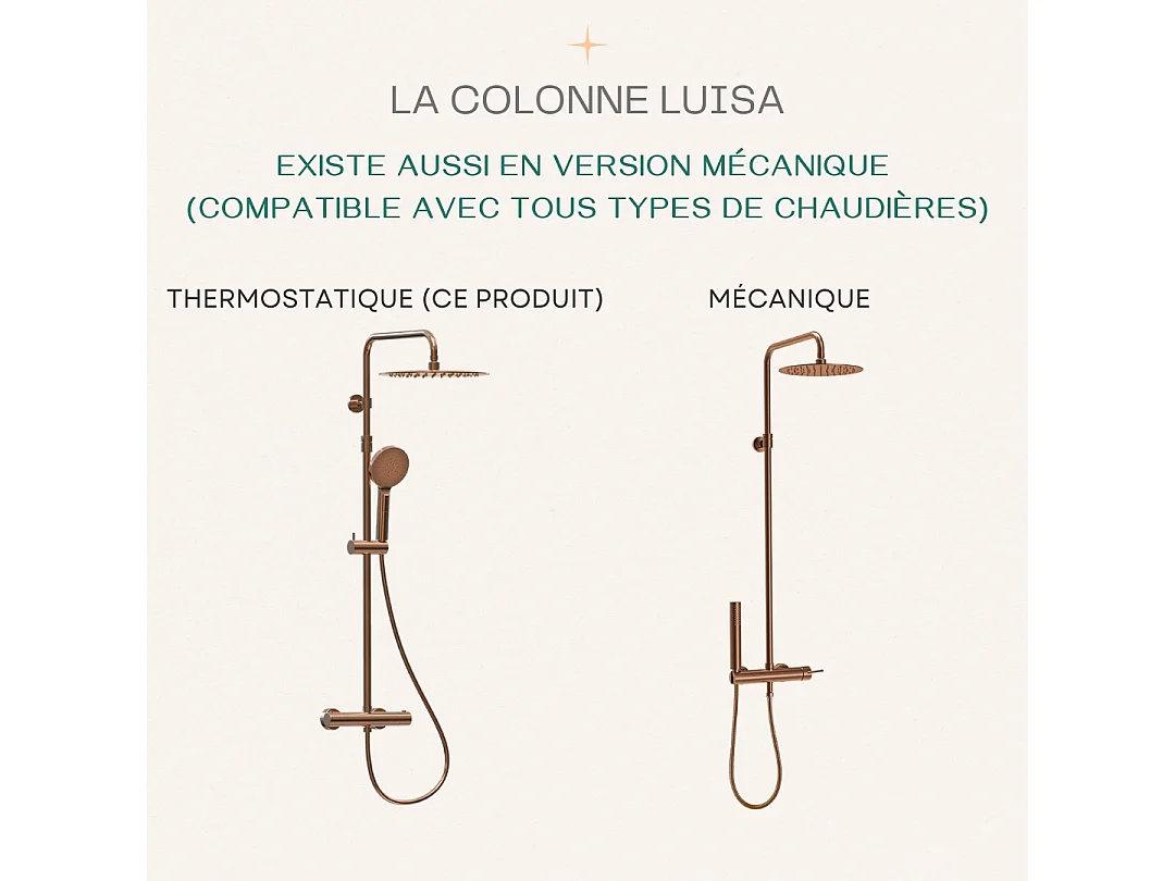 Luisa Duschsäule thermostatische aus gebürstetem Kupfer Essebagno