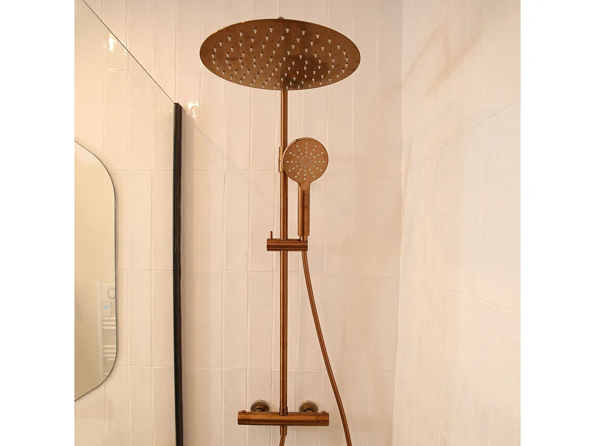 Luisa colonne de douche thermostatique cuivre brossé - Essebagno