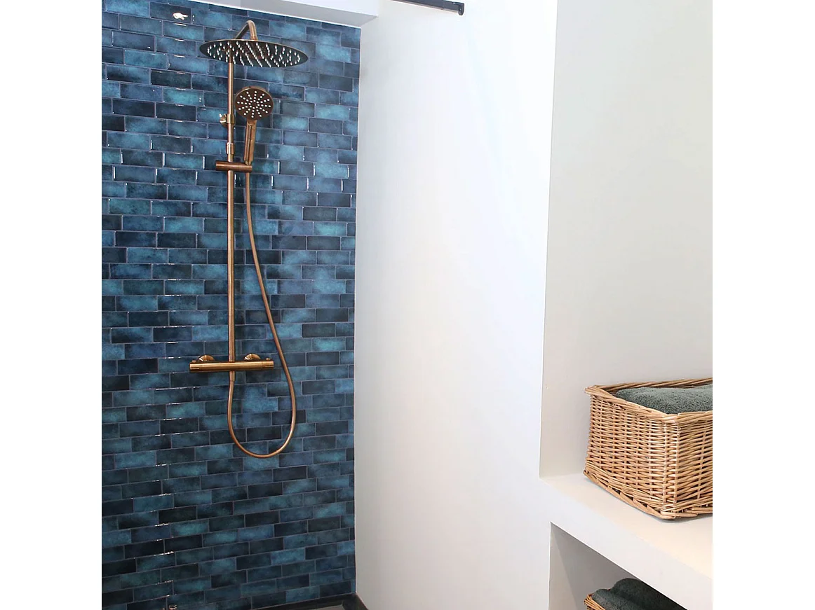 Luisa colonne de douche thermostatique cuivre brossé - Essebagno