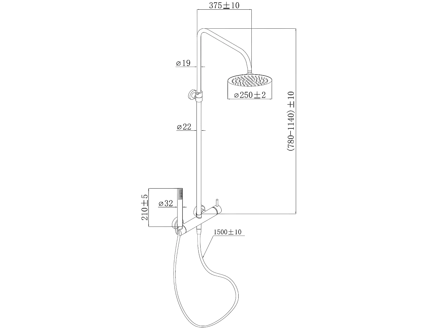 Luisa Columna de ducha mecánica estilo acero inoxidable Essebagno