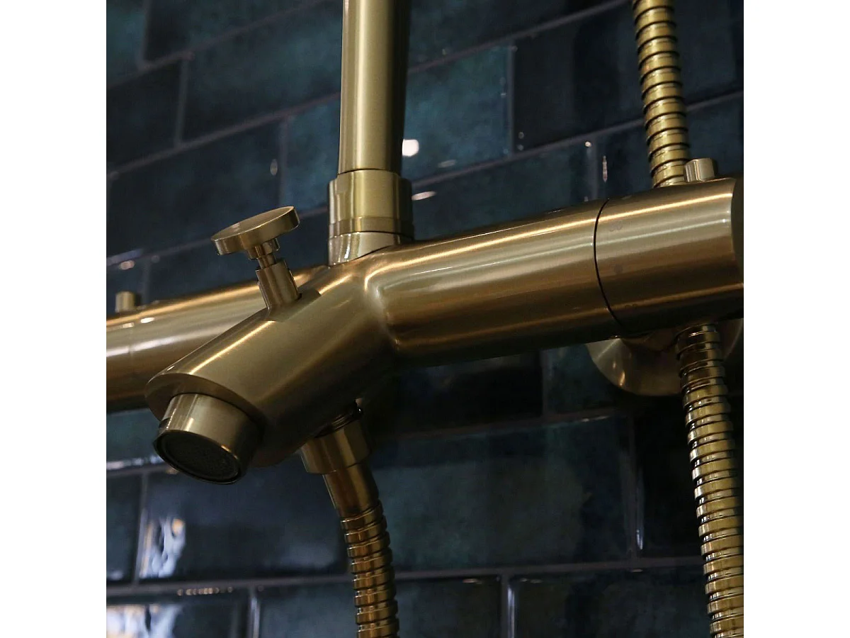 Luisa II 250 colonne bain-douche thermostatique or brossé - Essebagno