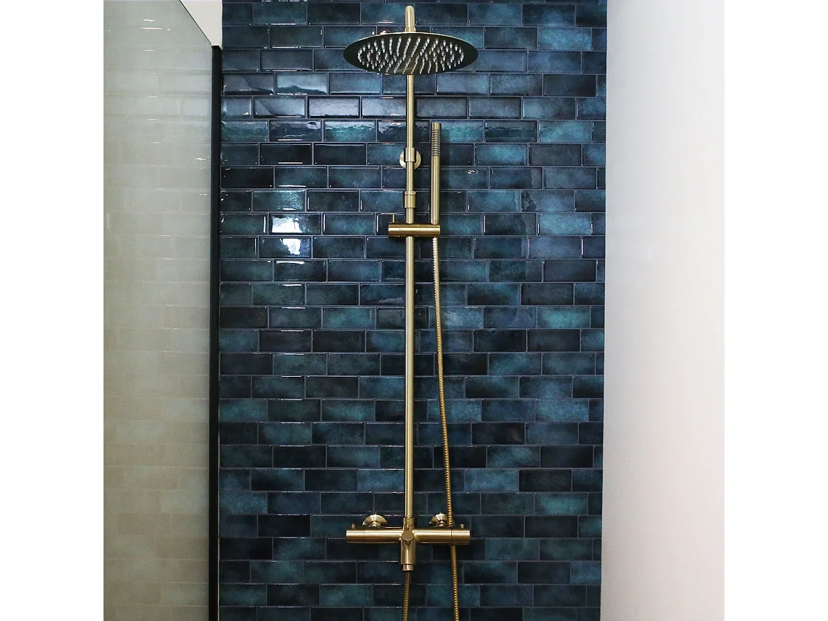 Luisa II 250 colonne bain-douche thermostatique or brossé - Essebagno