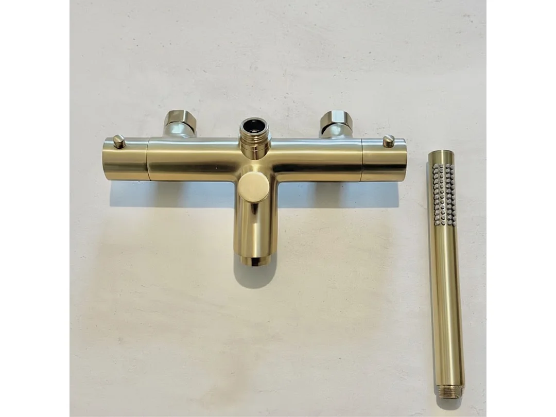 Luisa II 250 colonne bain-douche thermostatique or brossé - Essebagno