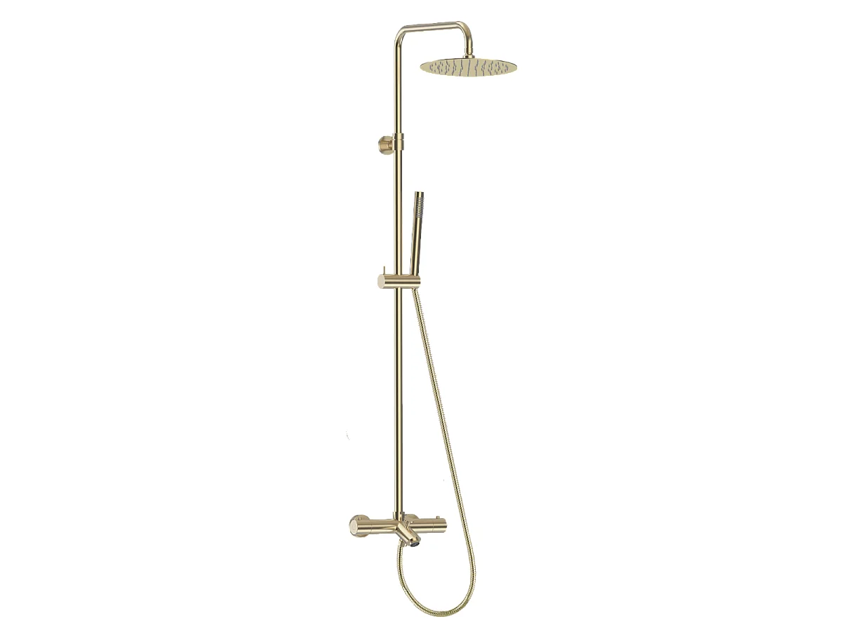 Luisa II 250 colonne bain-douche thermostatique or brossé - Essebagno