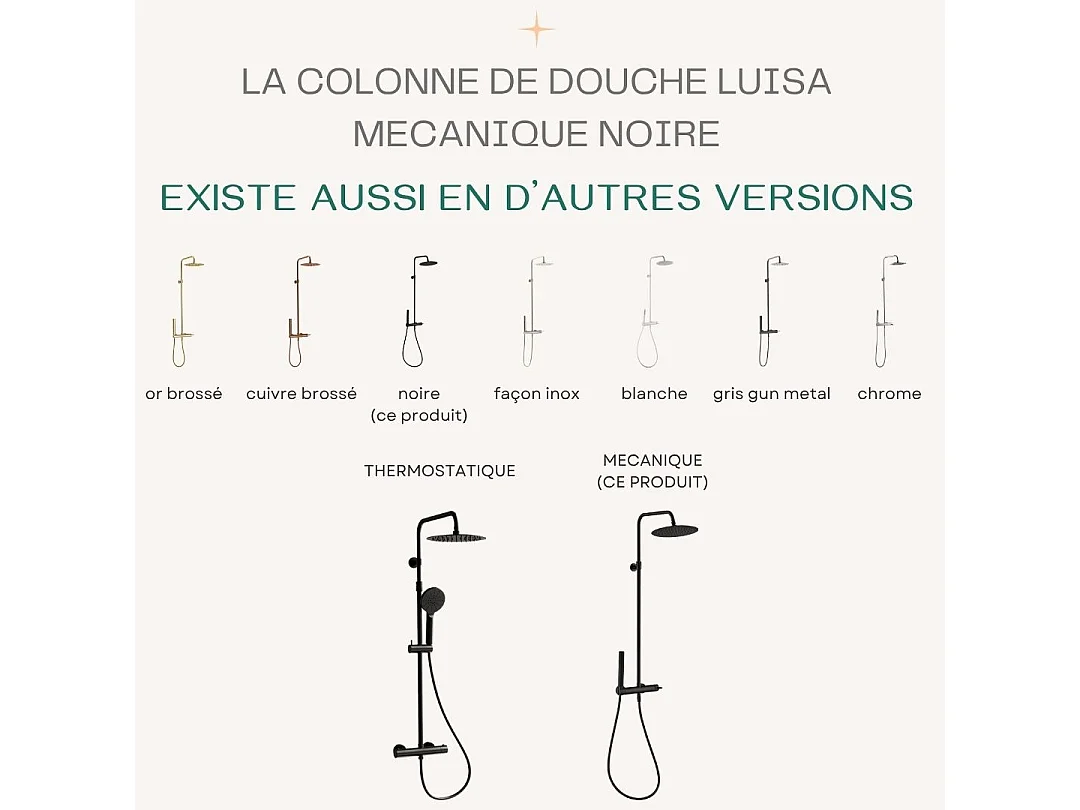 Luisa colonne de douche mécanique noire - Essebagno