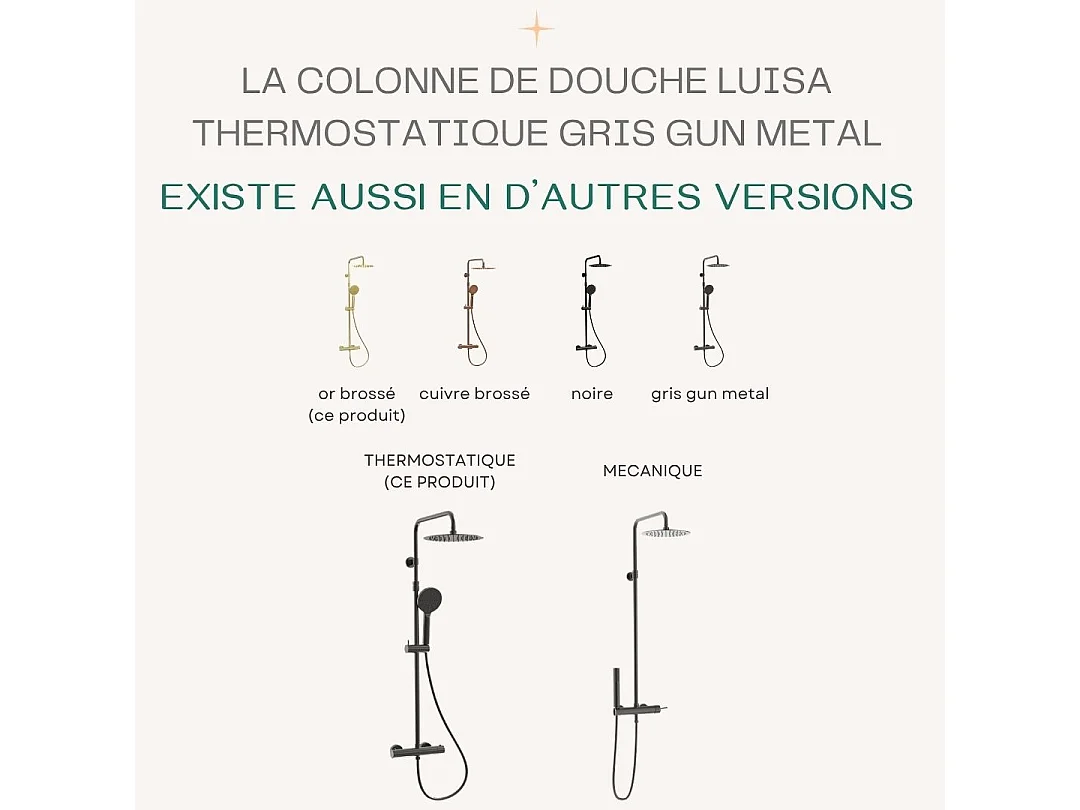 Luisa grijs gun metaal thermostatische douchekolom - Essebagno