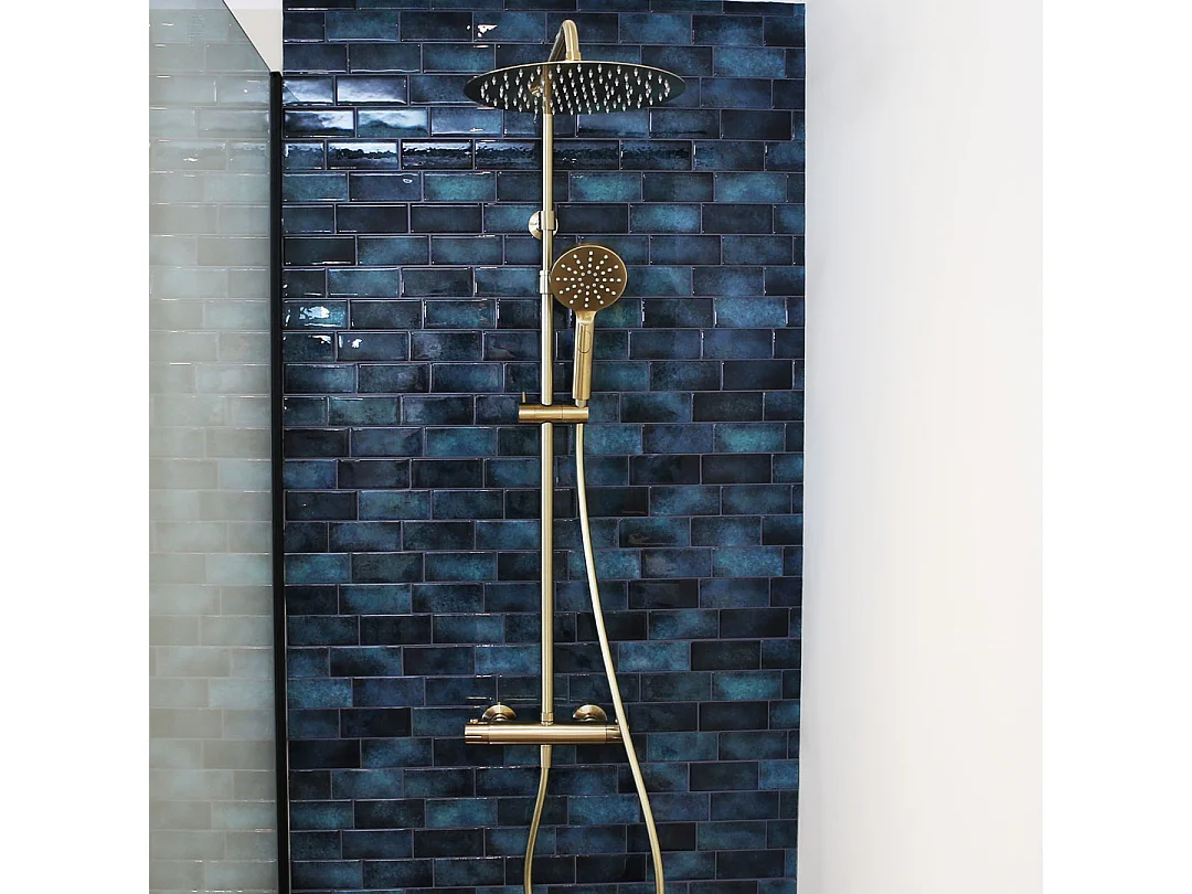 Luisa colonne de douche thermostatique or brossé - Essebagno