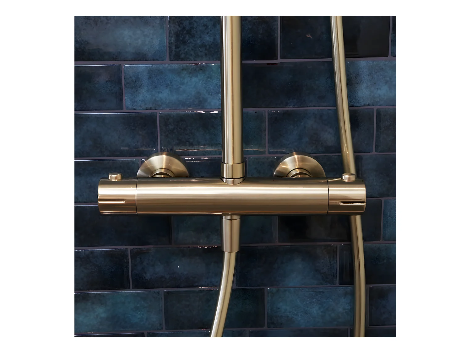 Luisa colonne de douche thermostatique or brossé - Essebagno