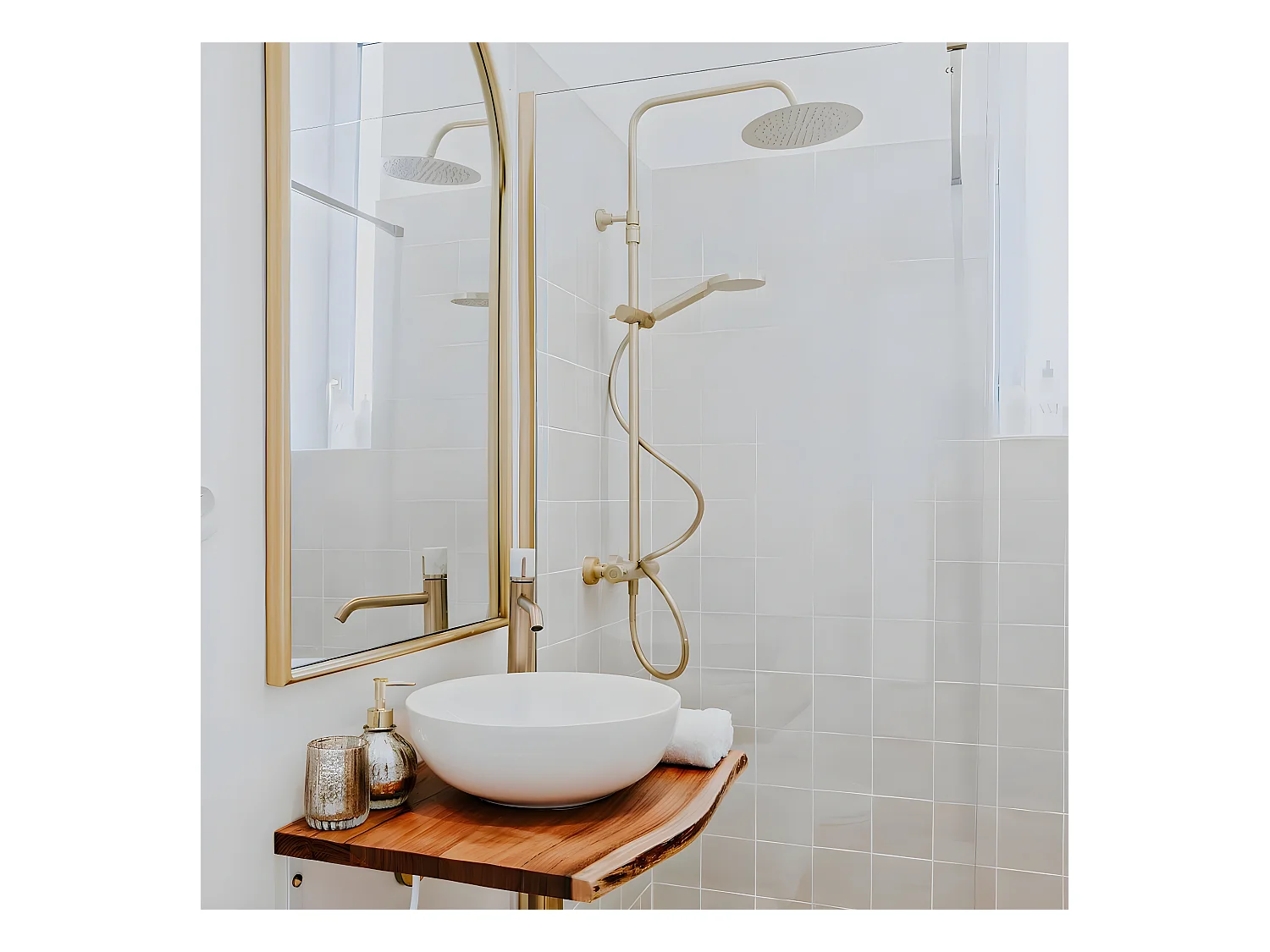 Luisa colonne de douche thermostatique or brossé - Essebagno