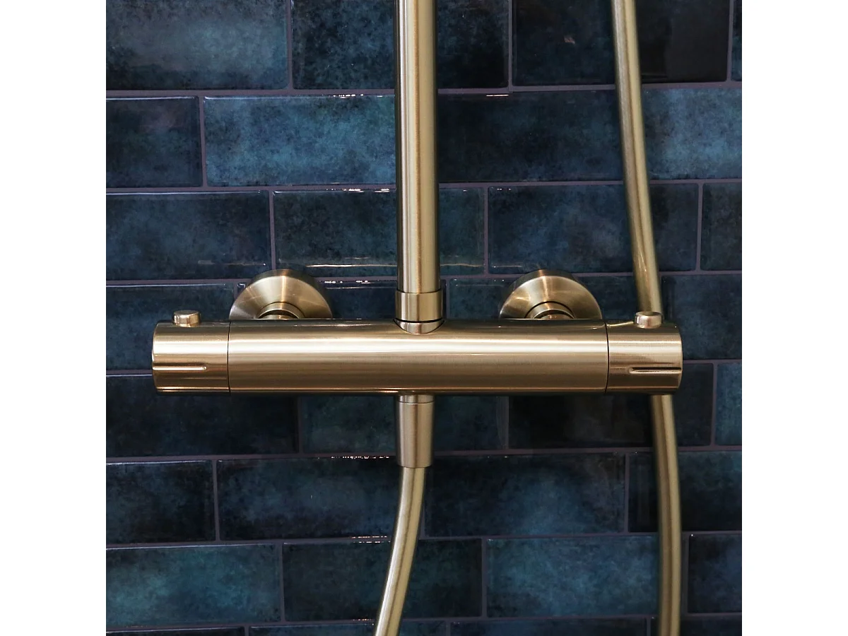 Luisa colonne de douche thermostatique or brossé - Essebagno