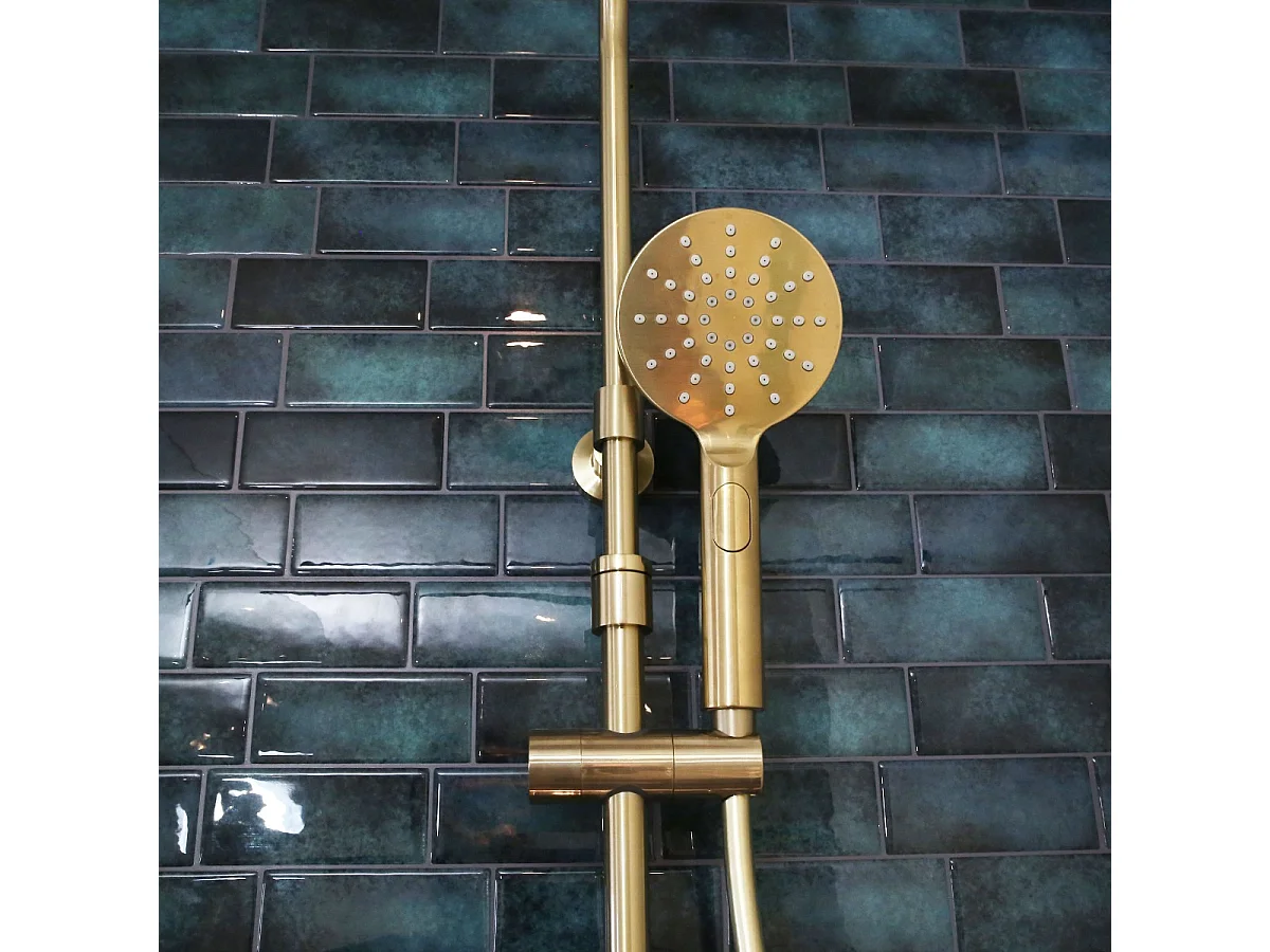 Luisa colonne de douche thermostatique or brossé - Essebagno