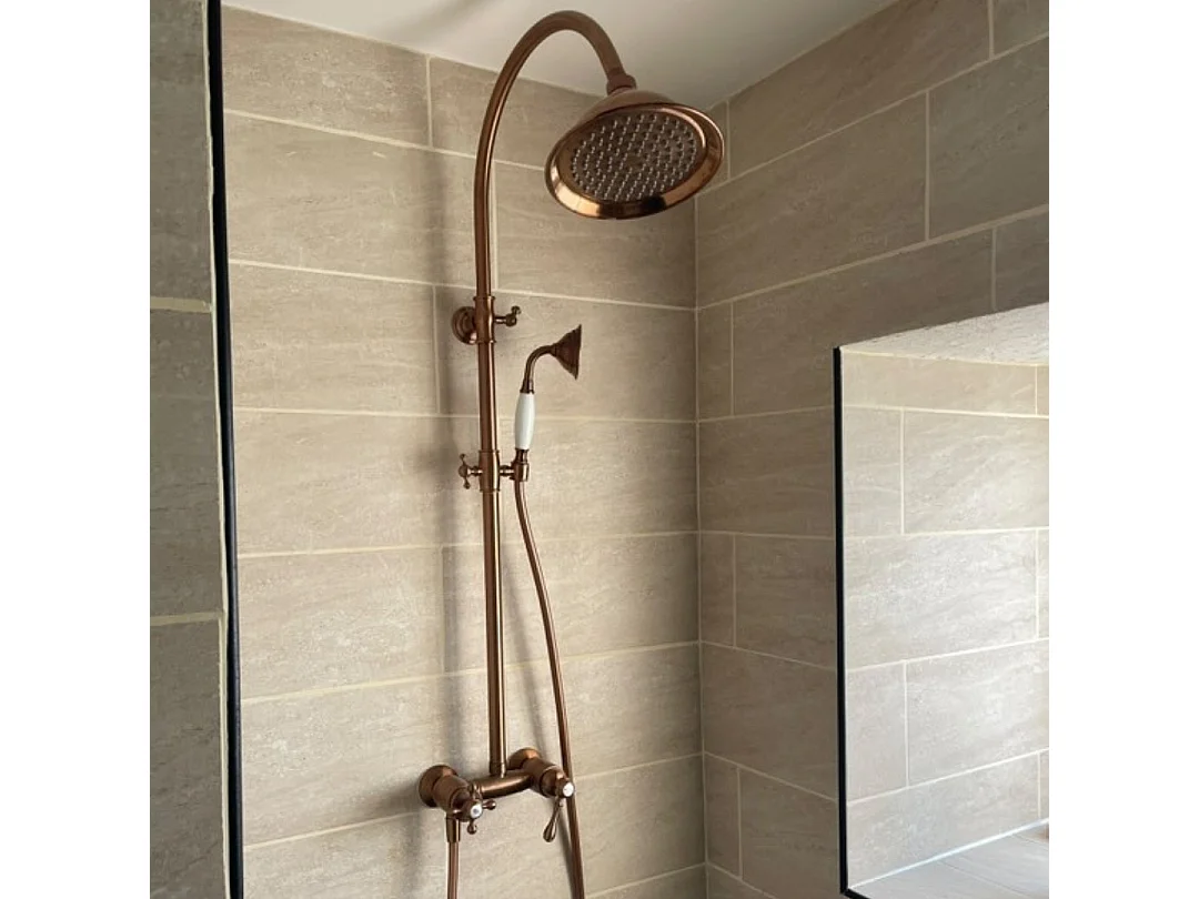 Leeds mechanische Retro-Duschsäule gebürstetem kopfer Essebagno