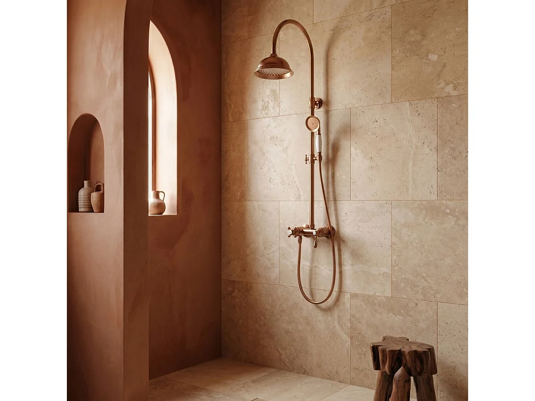 Leeds colonne de douche mécanique rétro cuivre brossé - Essebagno