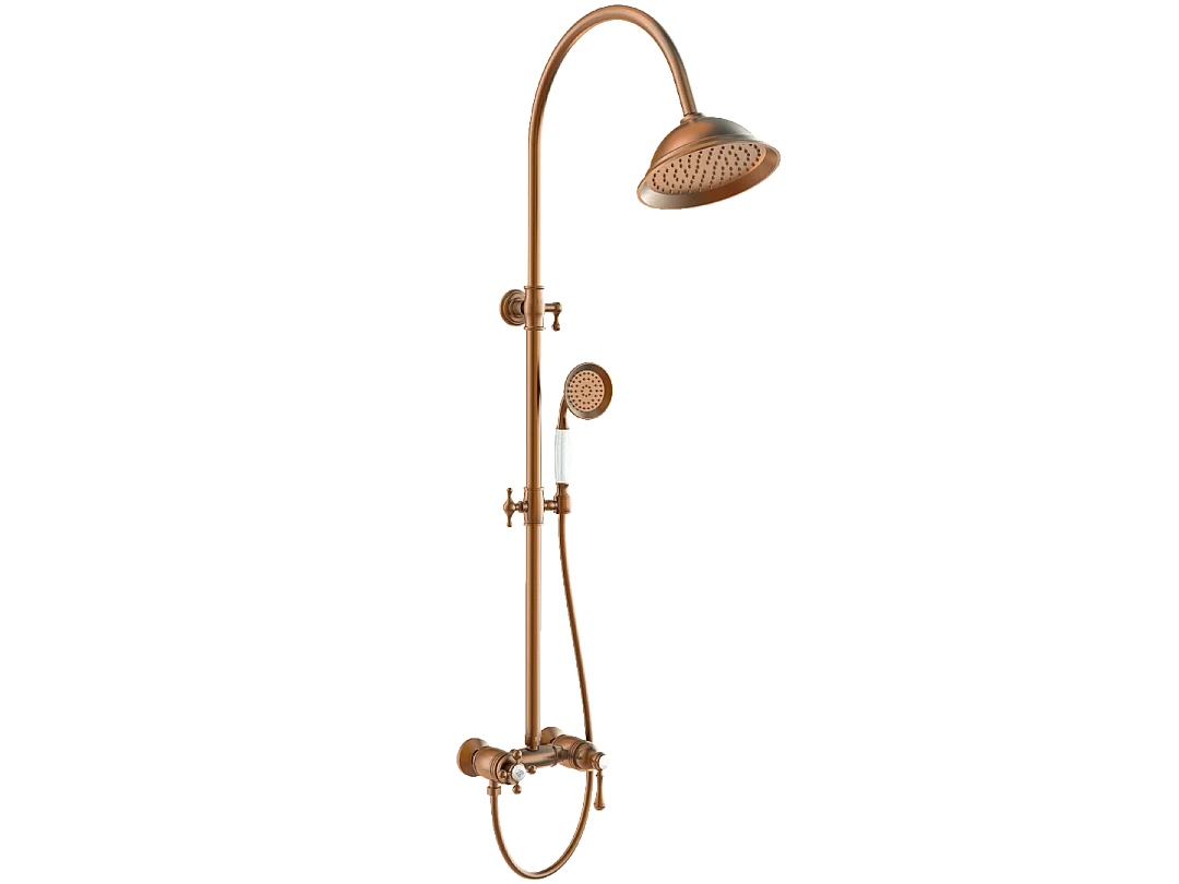 Leeds Columna de ducha mecánica retro cobre cepillado Essebagno