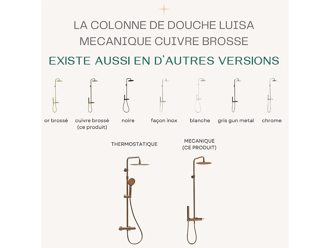Luisa colonne de douche mécanique cuivre brossé - Essebagno