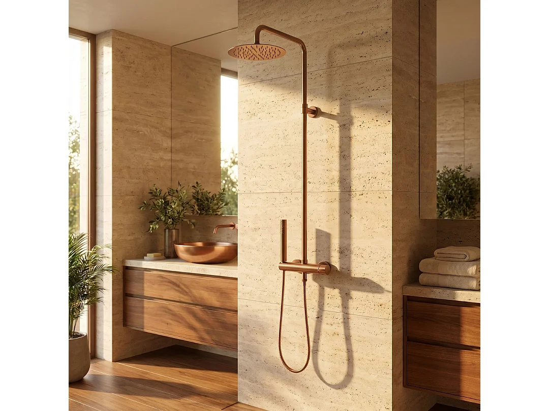 Luisa Mechanische Duschsäule gebürstetes Kupfer Essebagno
