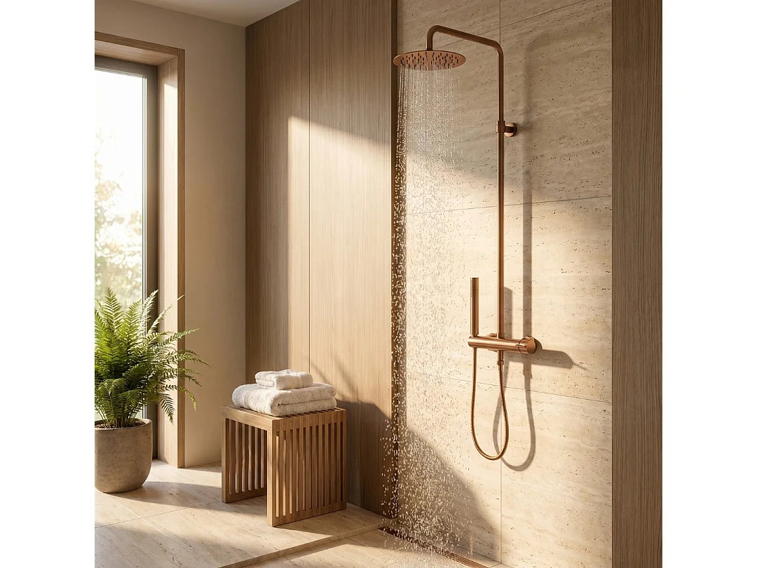 Luisa Mechanische Duschsäule gebürstetes Kupfer Essebagno