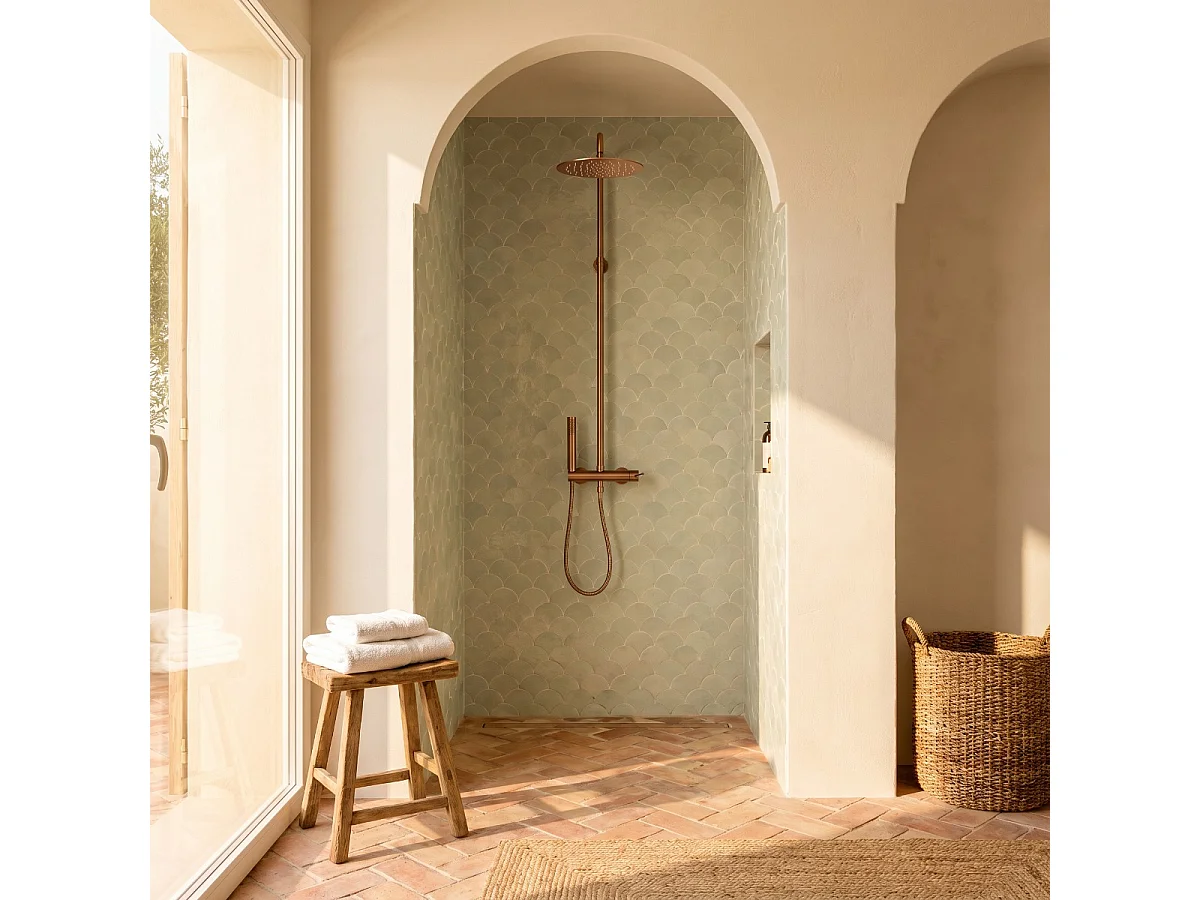 Luisa colonne de douche mécanique cuivre brossé - Essebagno