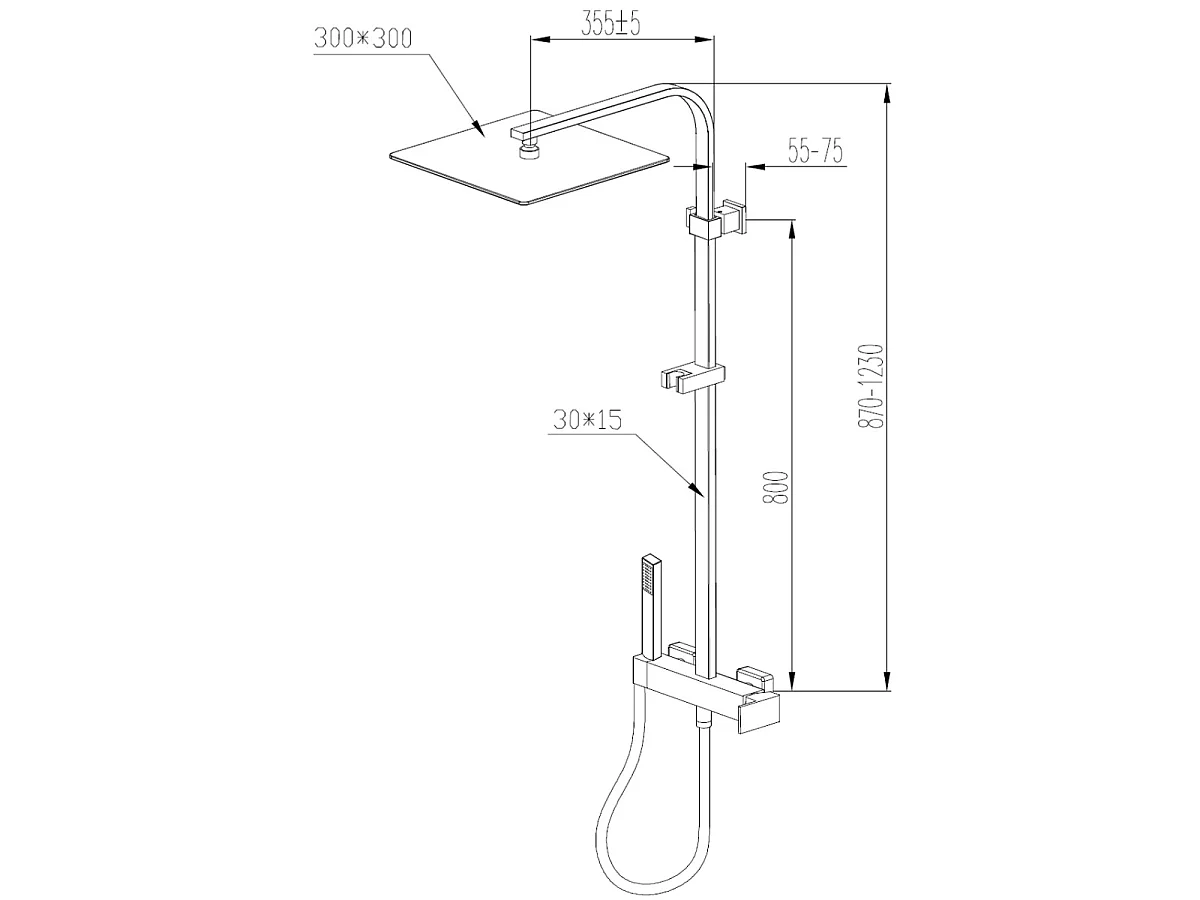 Kiara Duschsäule Mechanische verchromt Essebagno