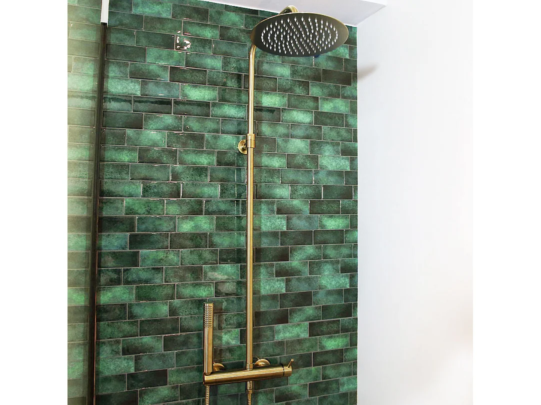 Kiwo Duschsäule mit mechanischer Steuerung in Gold Essebagno