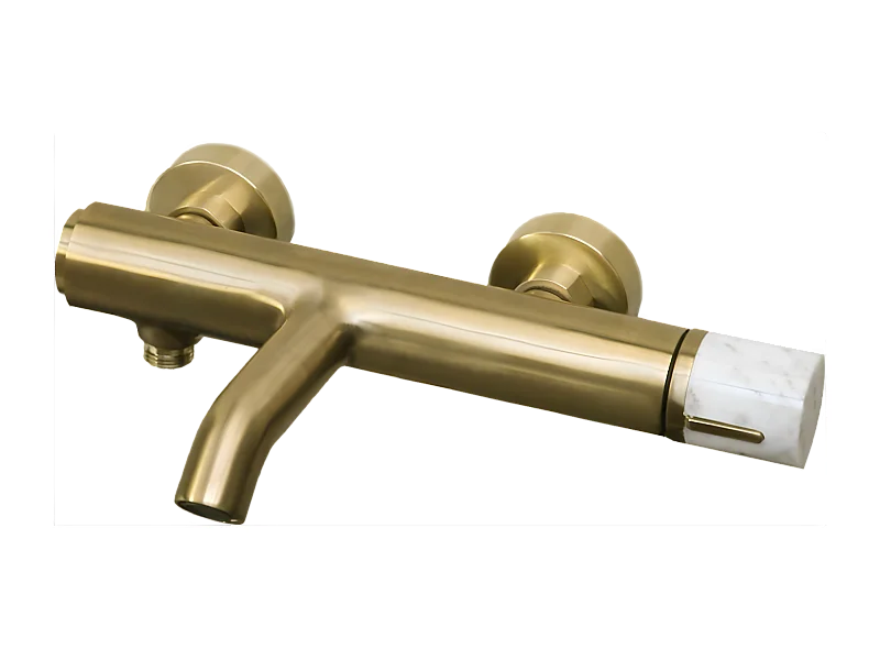 Manopola mechanischer Badewannen-Duschmischer aus gebürstetem Goldmarmor Essebagno