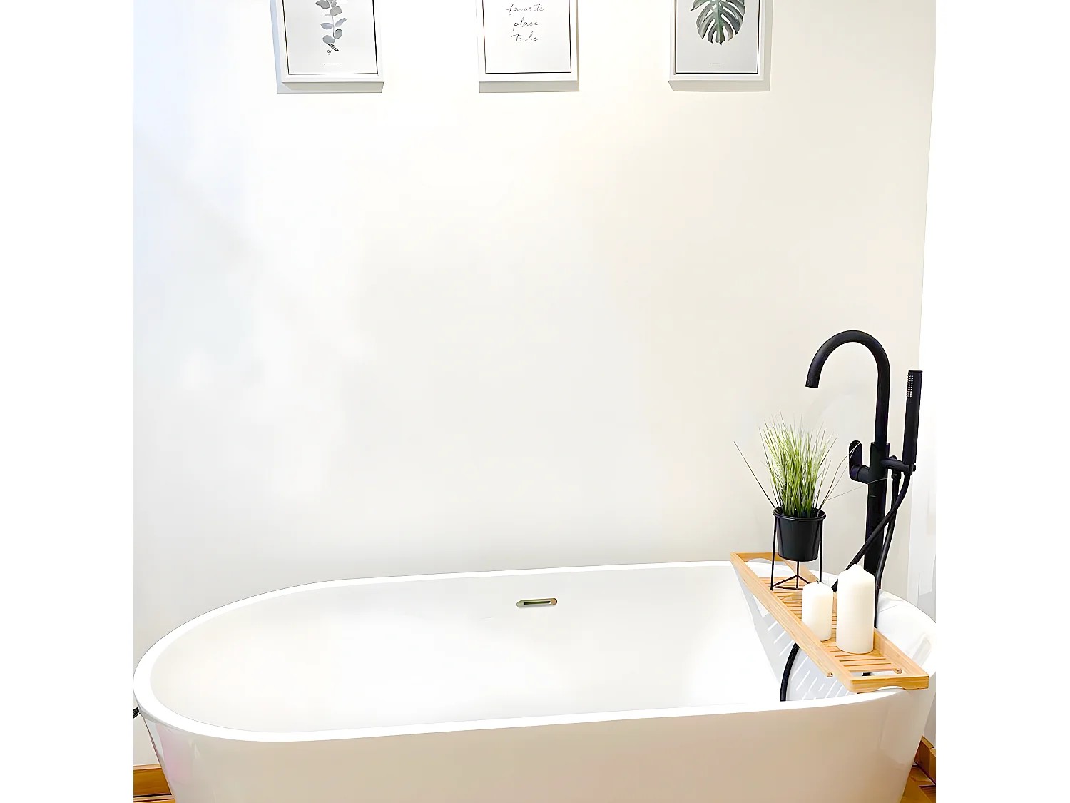 Charme Schwarze mechanische Bodensäule für freistehende Badewanne Essebagno