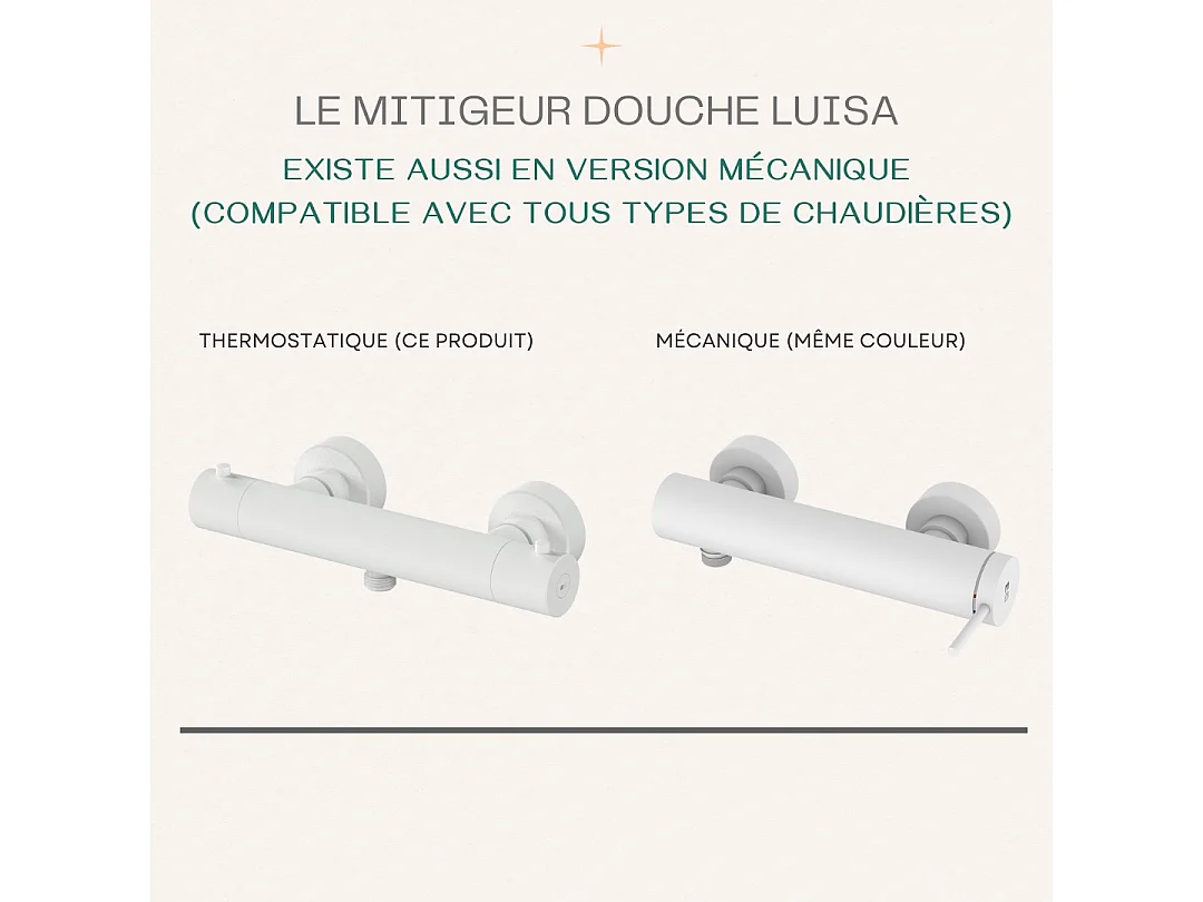 Luisa mezclador termostático para ducha blanco Essebagno