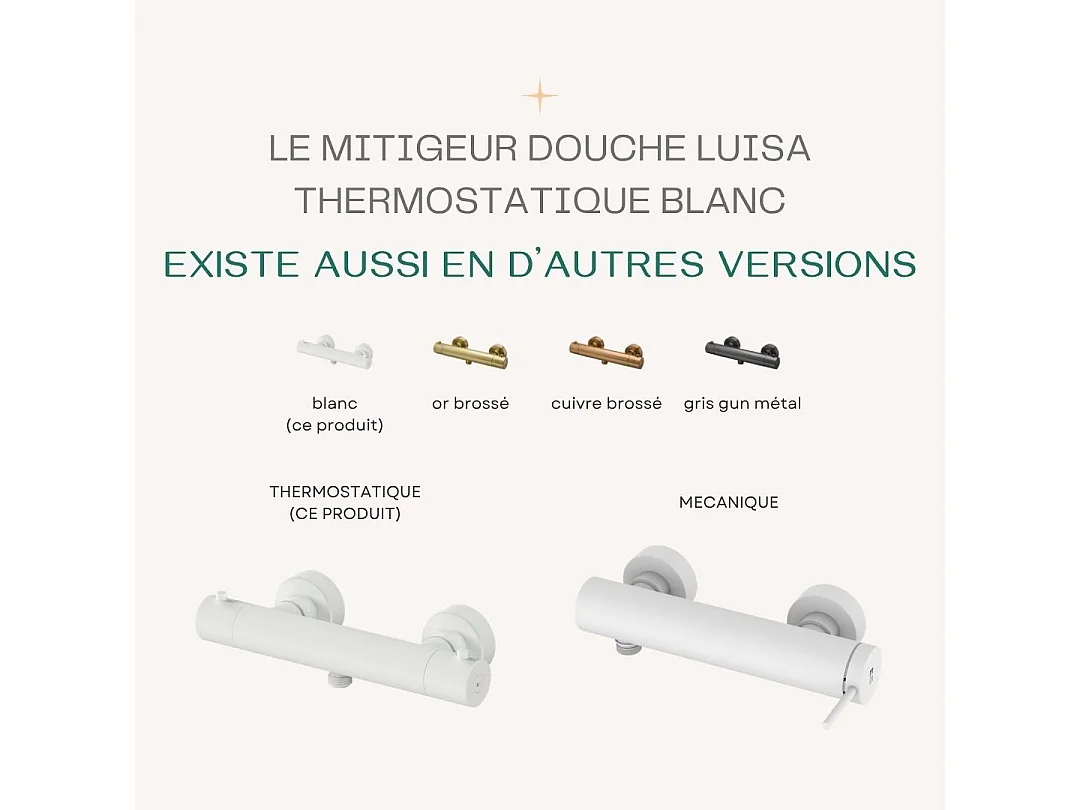 Luisa thermostatische douchekraan wit - Essebagno