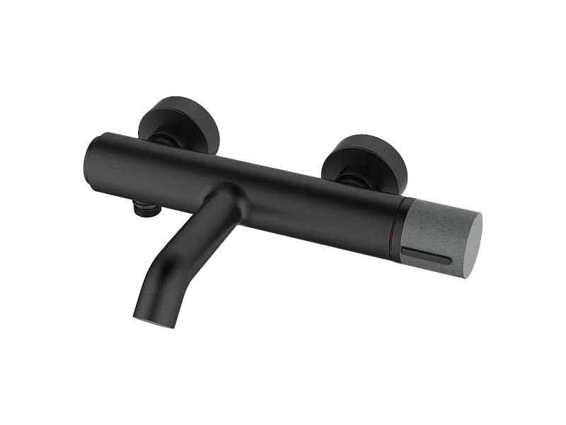 Mechanischer Mischhahn für Badewanne und Dusche aus schwarzem Marmor und Beton Essebagno