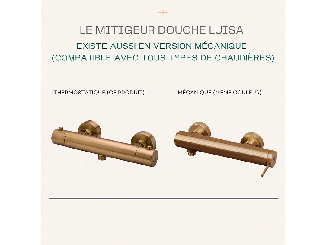 Luisa Thermostat-Duschmischer gebürstetem Kupfer Essebagno