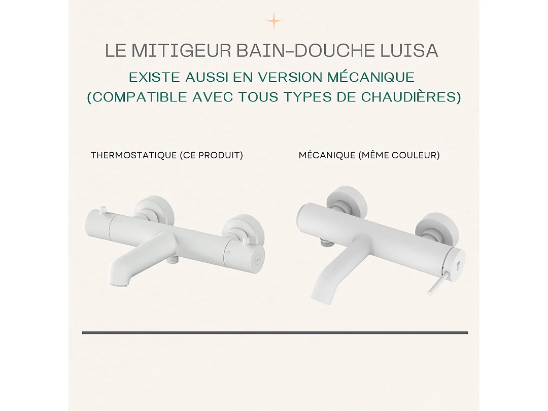 Luisa Thermostat-Wannen- und Brausemischer Weiß Essebagno