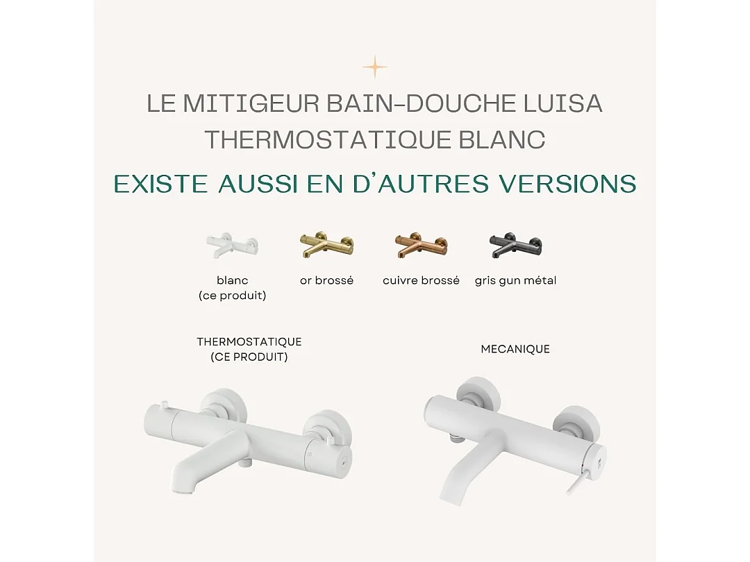 Luisa mezclador termostático para bañera-ducha blanco Essebagno
