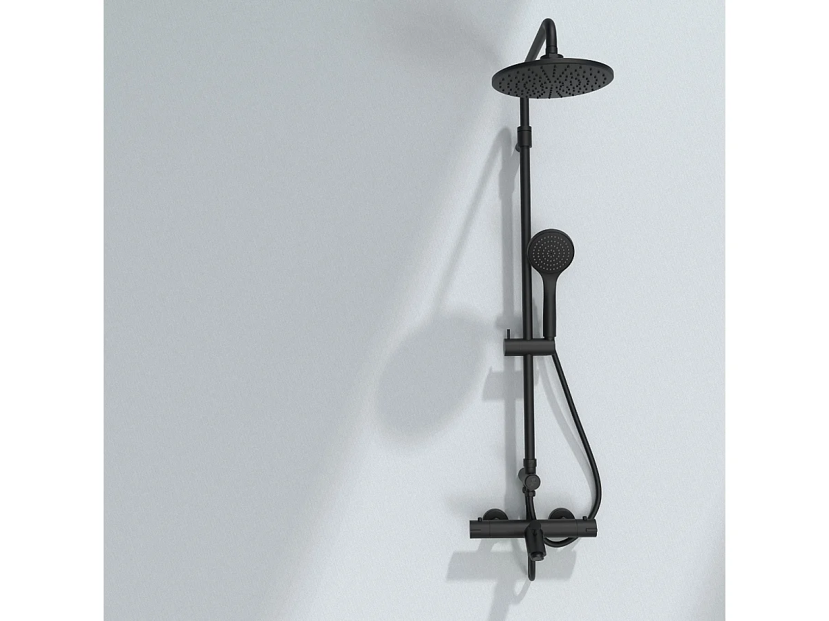 Oneo bad-douchekraan thermostatische zwart - Essebagno