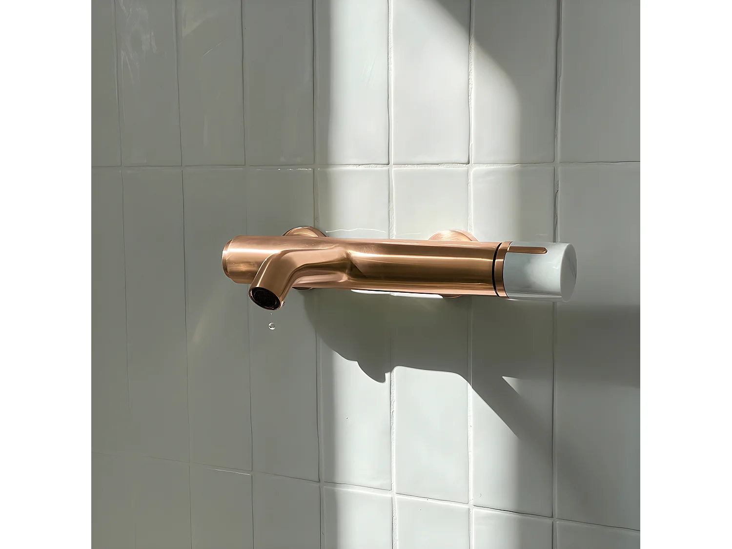 Manopola mechanischer Badewannen-Duschmischer aus gebürstetem Kupfer marmor Essebagno