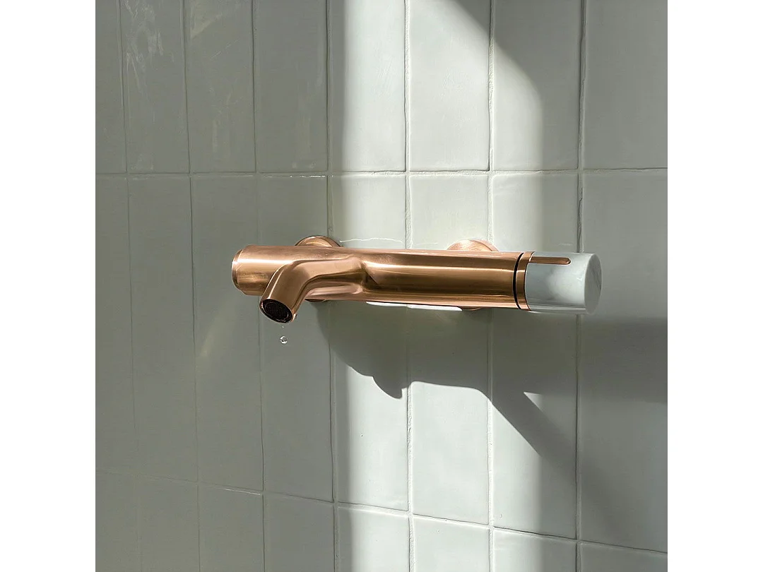 Manopola mitigeur bain-douche mécanique cuivre brossé marbre - Essebagno