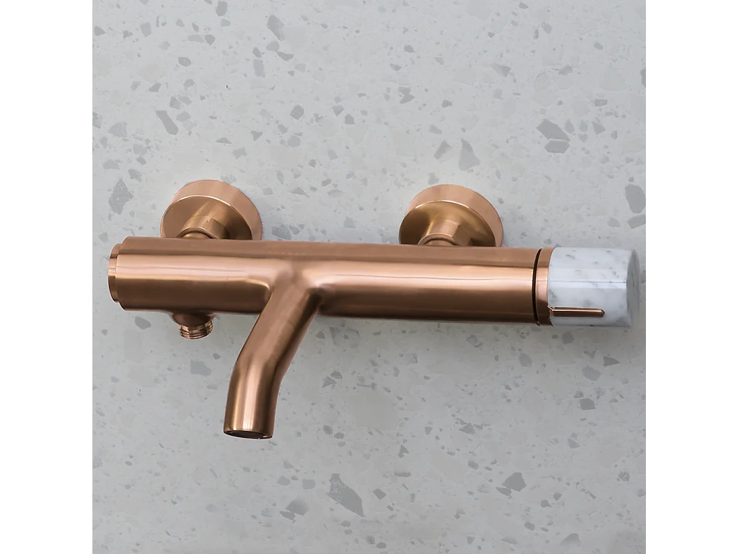 Manopola mitigeur bain-douche mécanique cuivre brossé marbre - Essebagno