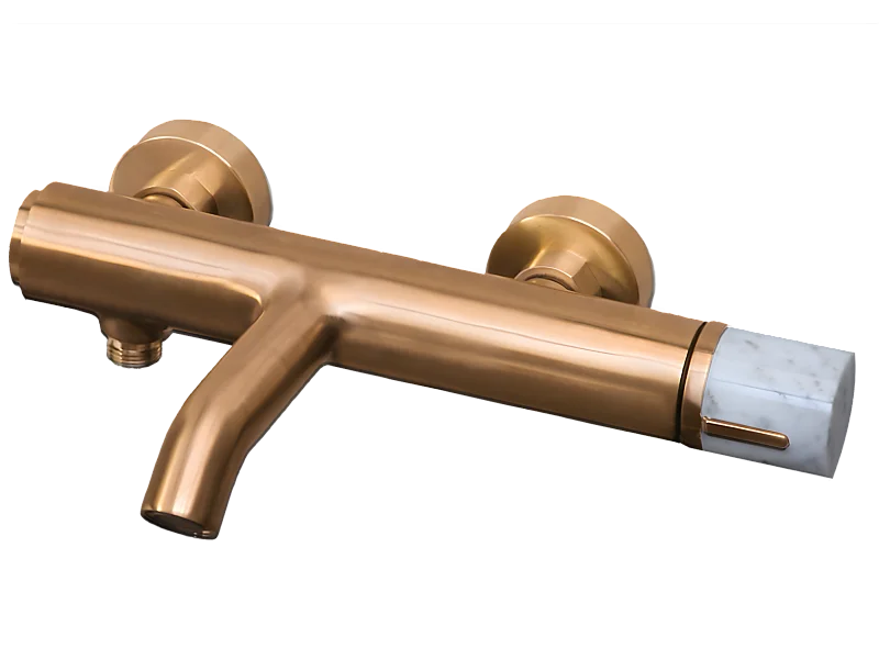 Manopola mechanischer Badewannen-Duschmischer aus gebürstetem Kupfer marmor Essebagno